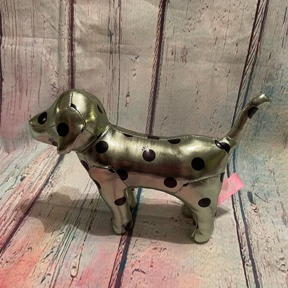 Victoria's Secret PINK Dog Metallic Light Green With Black Dots Spots Plush - Picture 2 of 5